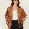 Sundance Suede Fringe Cape Jacket – Tan Western Charm (4)
