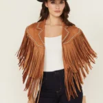 Sundance Suede Fringe Cape Jacket – Tan Western Charm