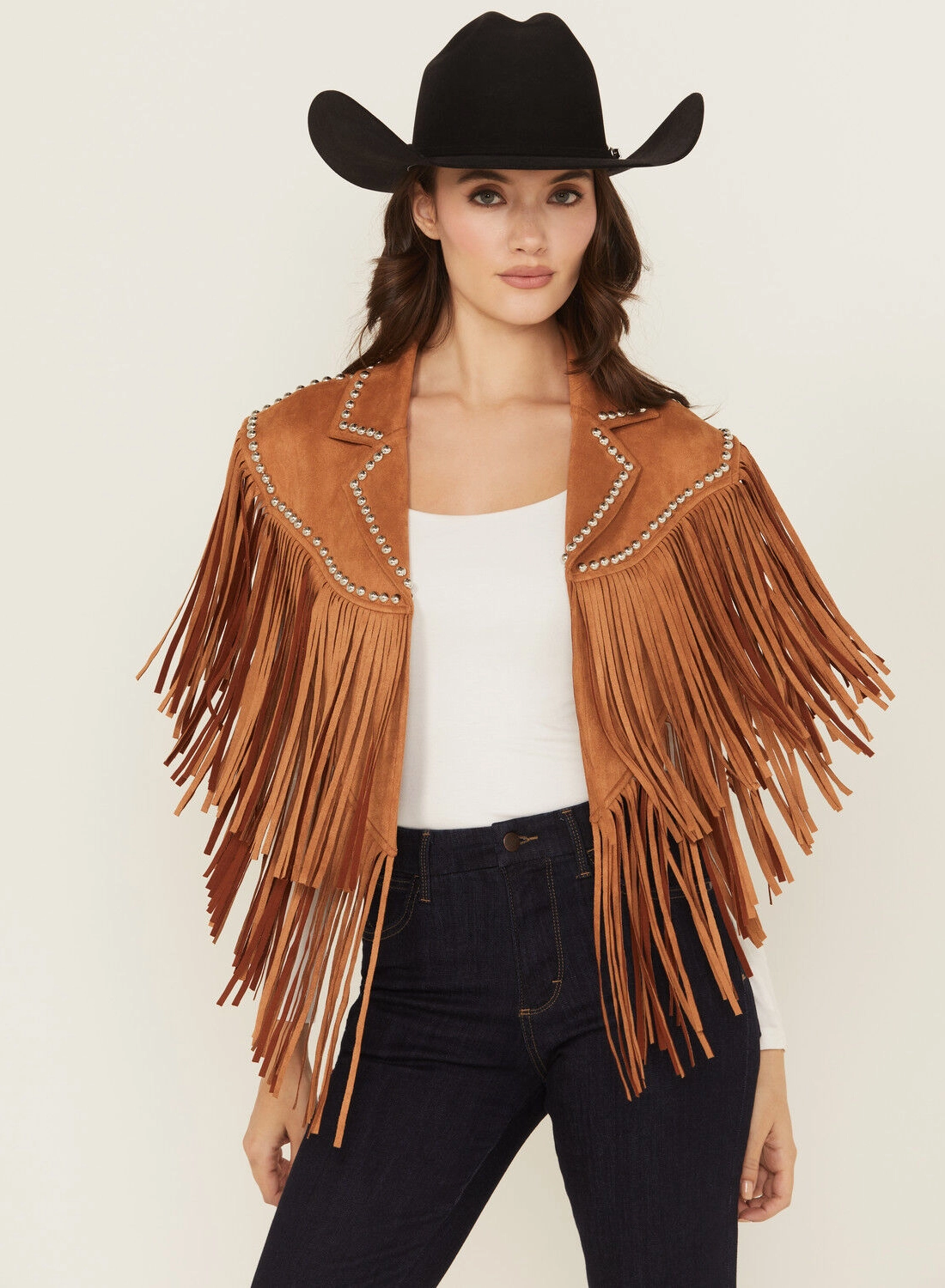 Sundance Suede Fringe Cape Jacket – Tan Western Charm (4)