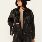 Wild Raven Oversized Fringe Jacket – Black Leather Western Look