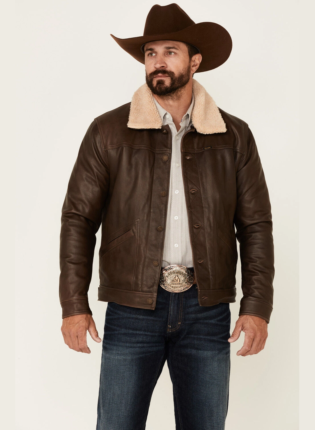 Wrangler Trailblazer Sherpa-Lined Leather Jacket – Vintage Western Warmth (2)