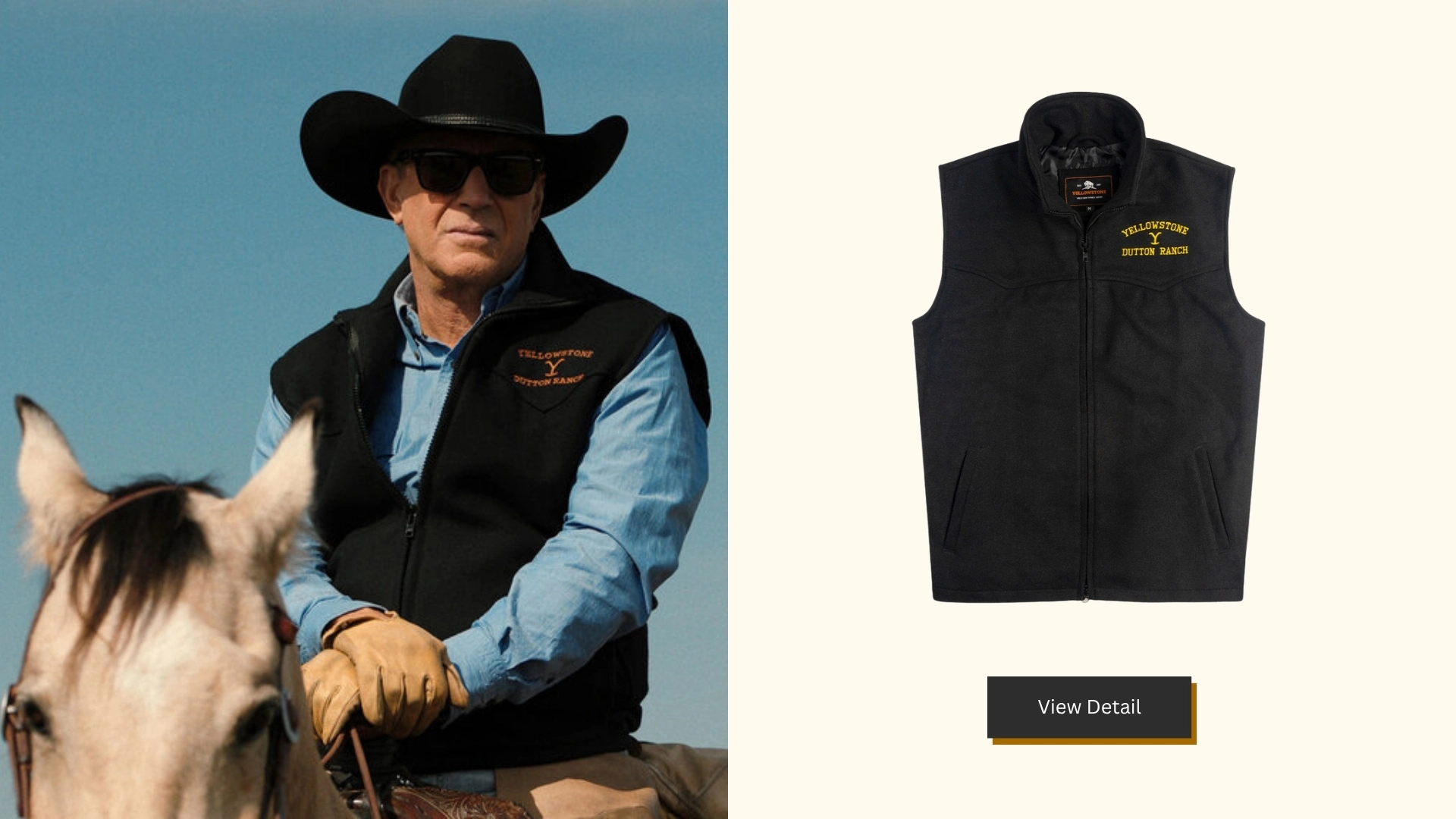 Yellowstone John Dutton Black Wool Vest With Yellowstone Logo - The Western Apparel
