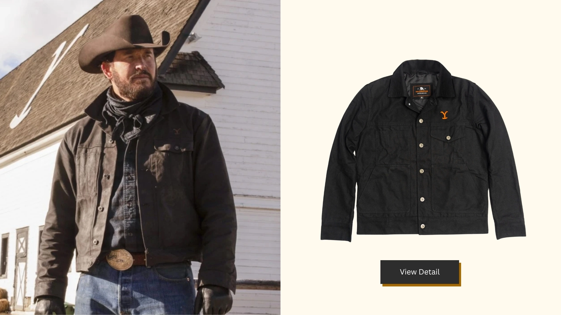 Yellowstone Rip Wheeler Black Cotttton Jacket With Yellowstone Y Logo