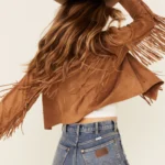 Prairie Belle Real Suede Fringe Jacket – Beige Western Cowgirl Style