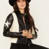 rodeo rebel star racing jacket black and white leather look 1