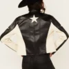 rodeo rebel star racing jacket black and white leather look 2