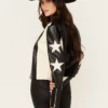 rodeo rebel star racing jacket black and white leather look 3