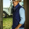kevin costner john dutton blue quilted vest Mean image