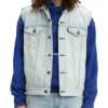 Men’s Light Blue Denim Trucker Vest for Casual Western Style