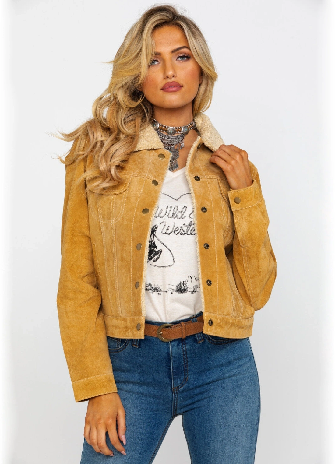Amber Midthunder Roswell New Mexico Trucker Suede Jacket - Image 3