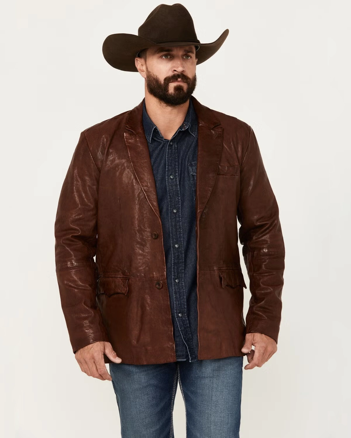 Canyon Ridge Chocolate Brown Leather Blazer