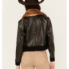 Casey Womens Fur Collar Black Leather Jacket
