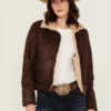 Cowgirl Womens Chocolate Brown Suede Shearling-Lined Jacket