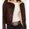 Cowgirl Womens Suede Shearling-Lined Jacket