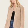 Daiseta Sandstone Suede Western Shacket