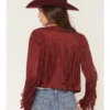 Deleon Burgundy Fringe Jacket