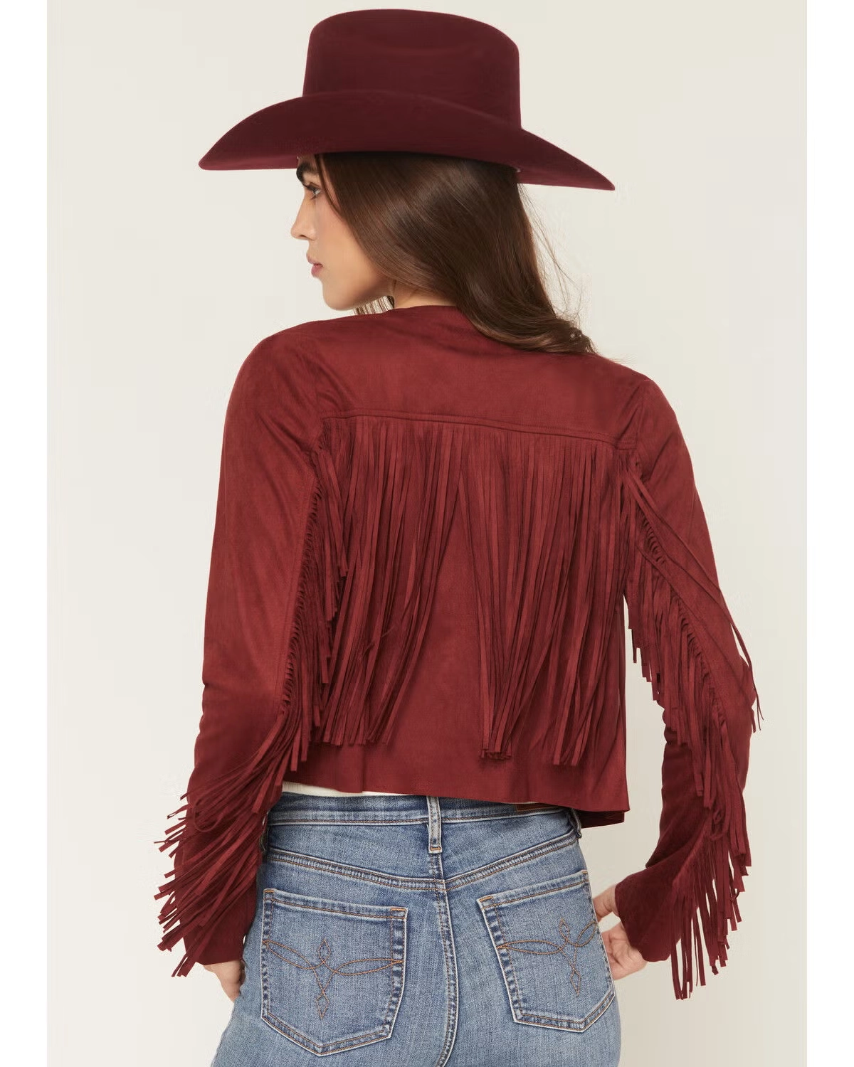 Deleon Burgundy Fringe Jacket