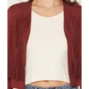 Deleon Burgundy Suede Fringe Jacket
