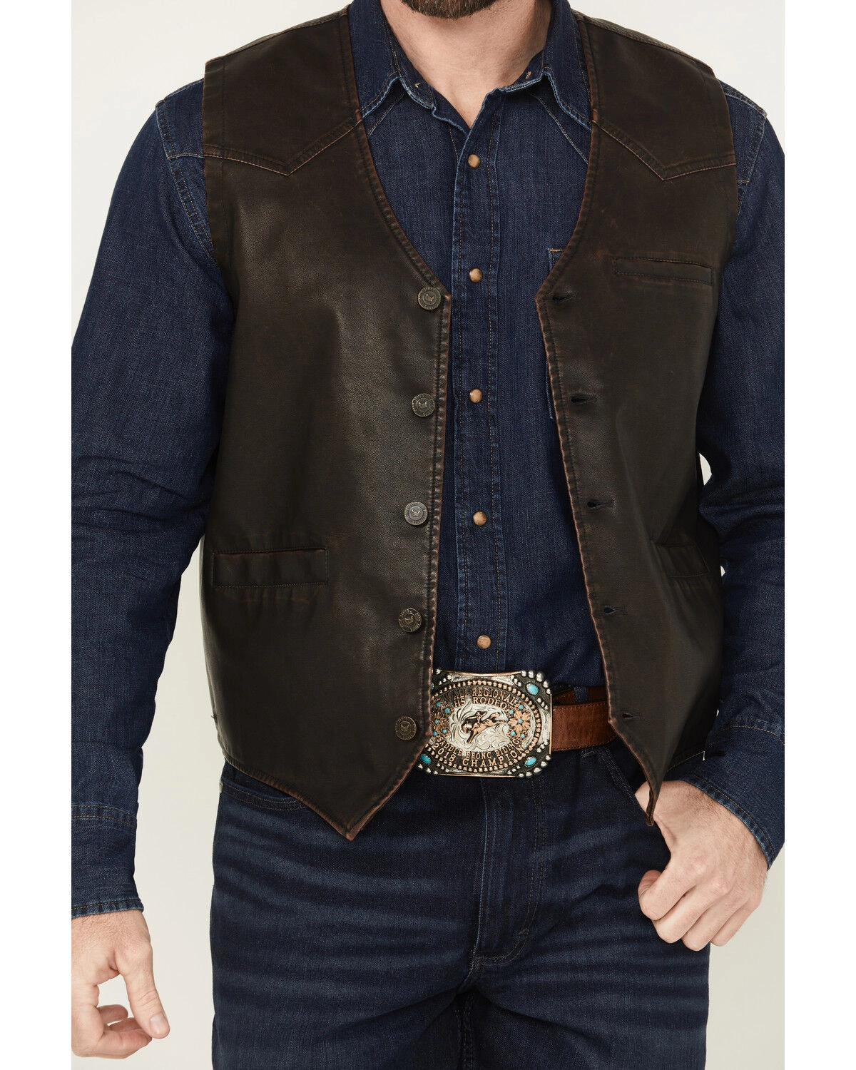 Durango Dark Brown Leather Western Vest