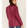 Flora Berry Womens Leather Blazer