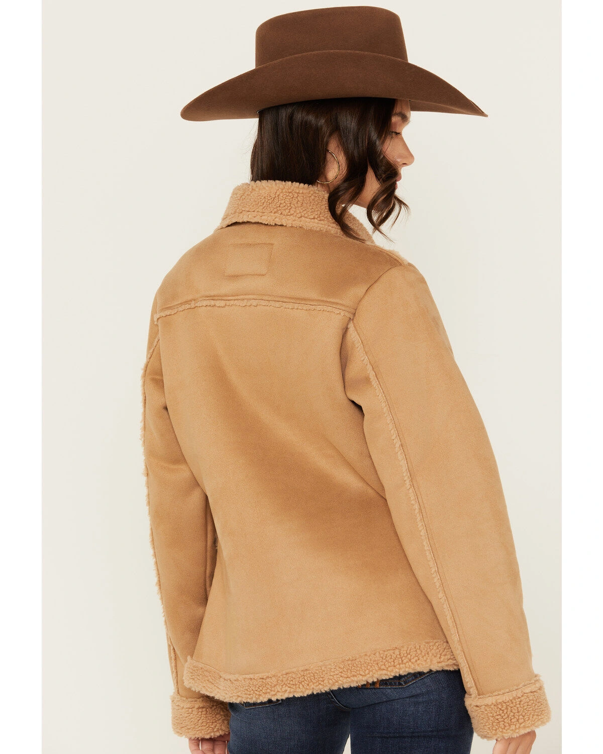 Women's Kimberly Tan Sherpa Lined Suede Jacket - Image 4