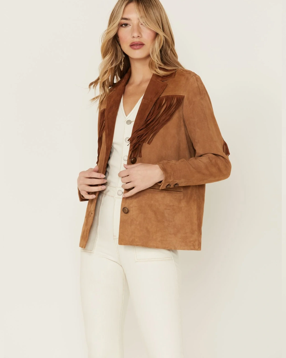 Lena Belle Suede Fringe Western Blazer