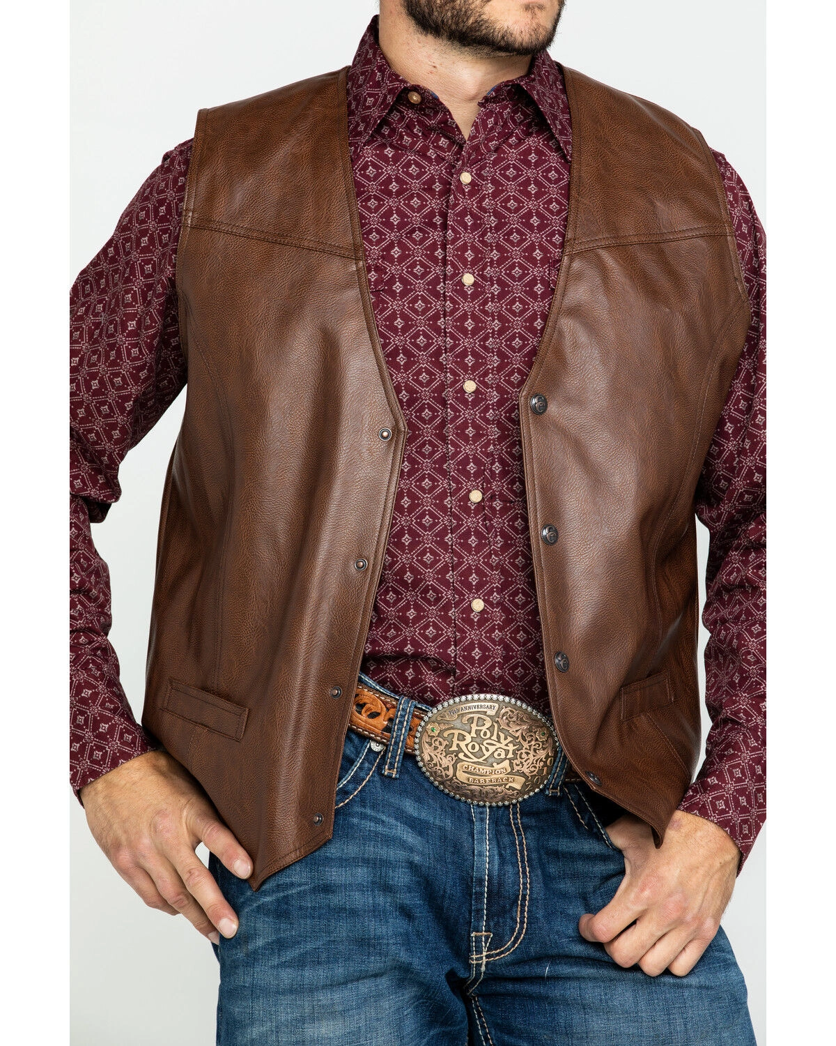 Men's Maverick Classic Brown Real Leather Vest - Image 5