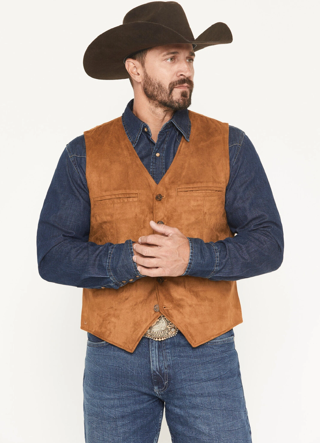 Men Howard Suede Leather Tan Vest