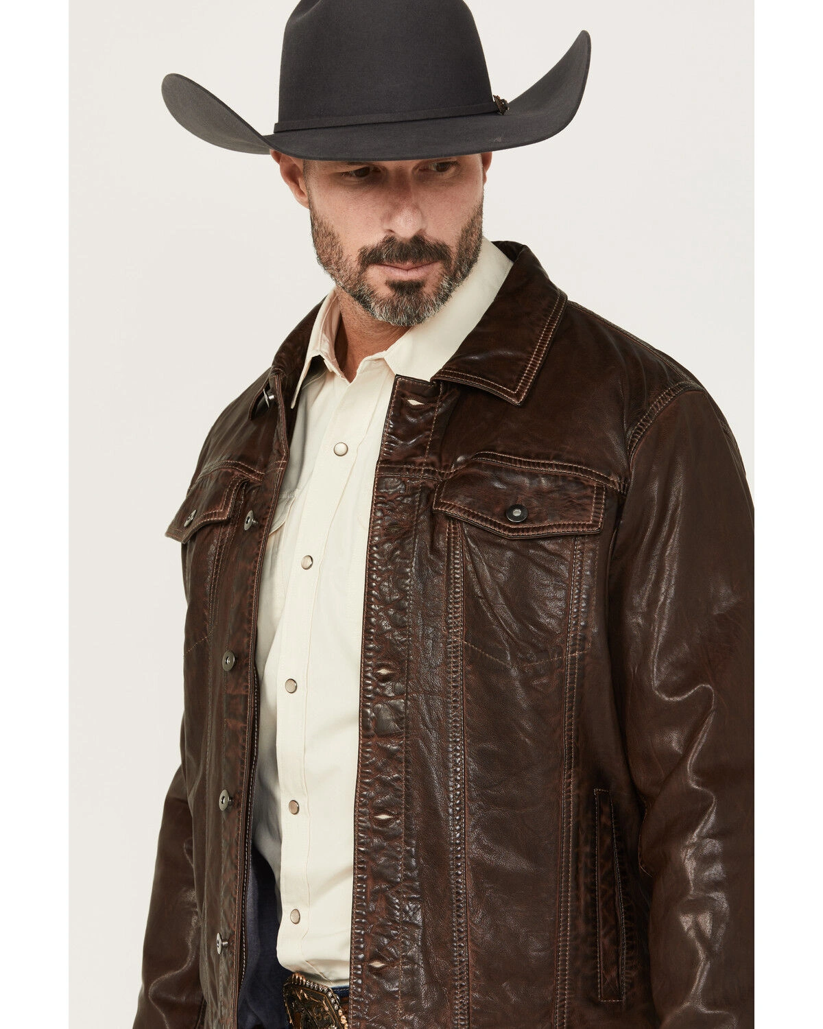 Men Ironwood Distressed Brown Trucker Jacket