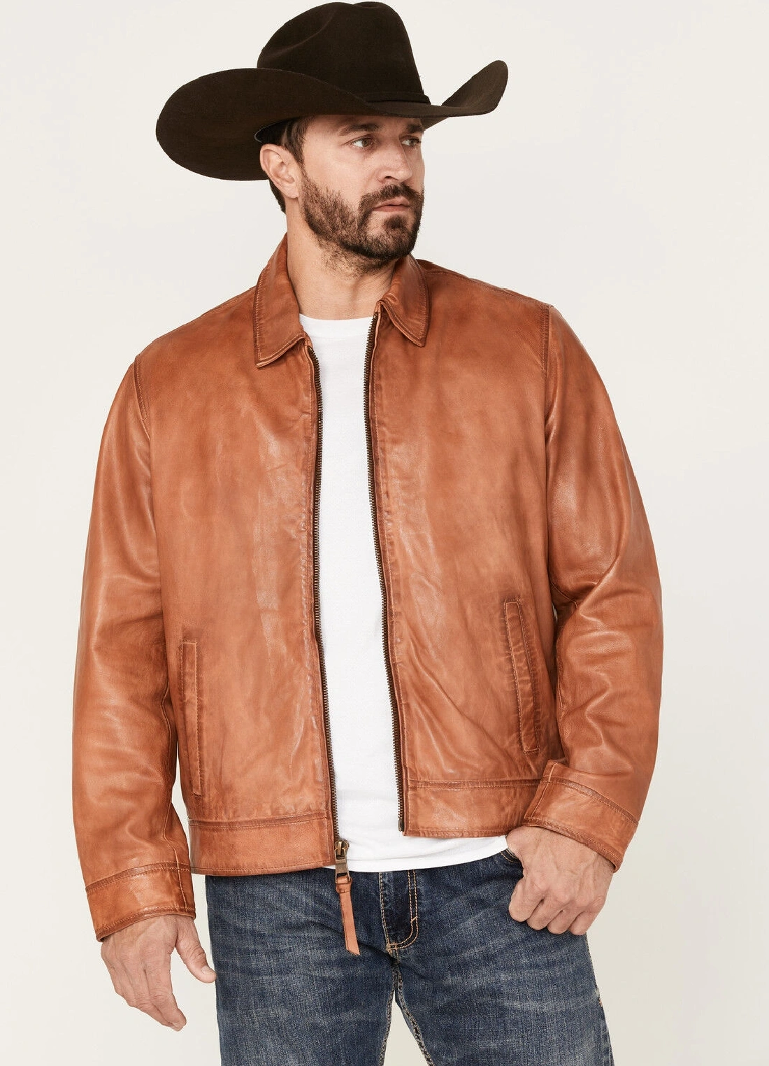 Men Nomad Tan Full Grain Leather Jacket