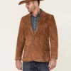 Mens Cognac Rugged Suede Blazer