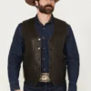 Mens Durango Dark Brown Leather Western Vest