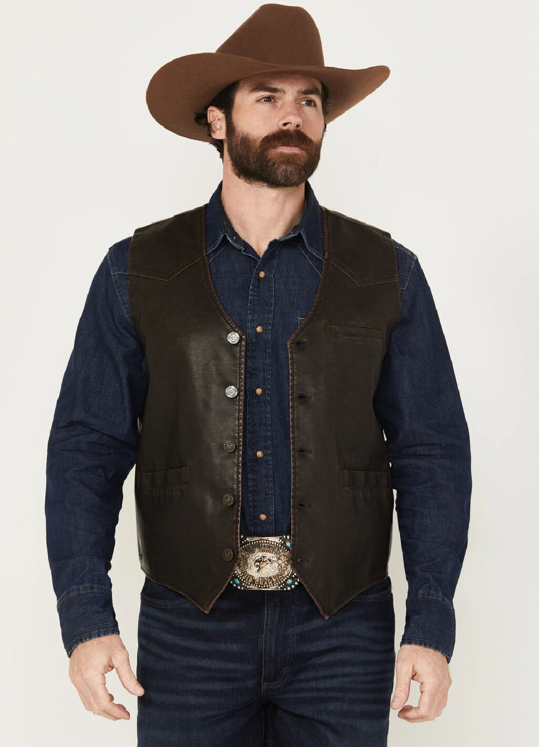 Mens Durango Dark Brown Leather Western Vest