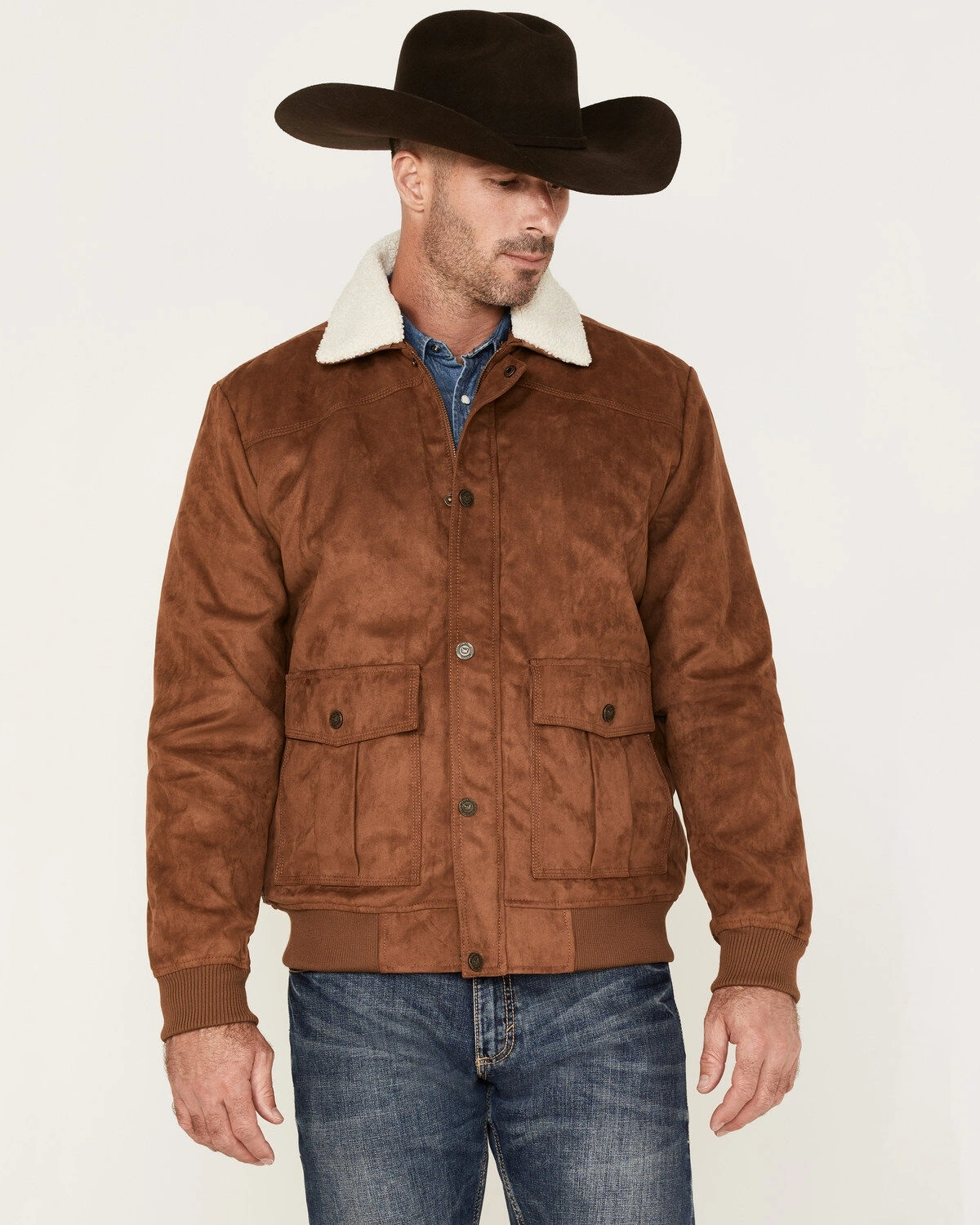 Mens Edward Faux Suede Sherpa Bomber Jacket