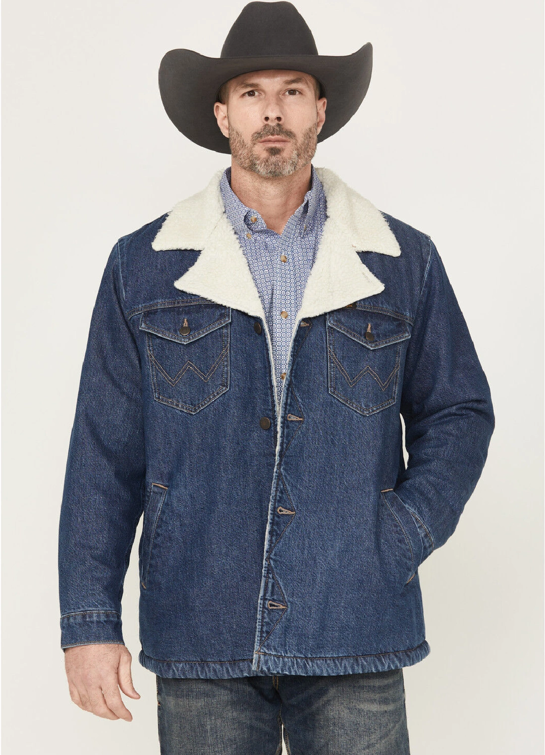 Mens Frontier Sherpa-Lined Denim Rancher Jacket