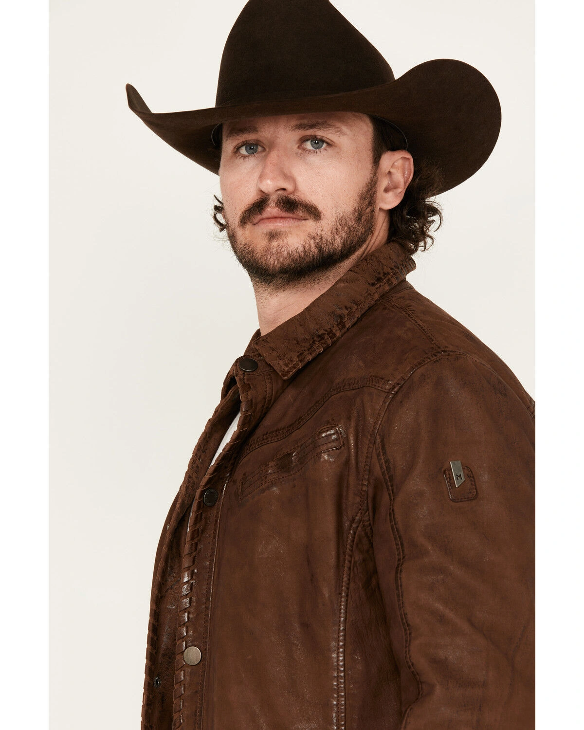 Mens Frontier Whipstitch Leather Jacket