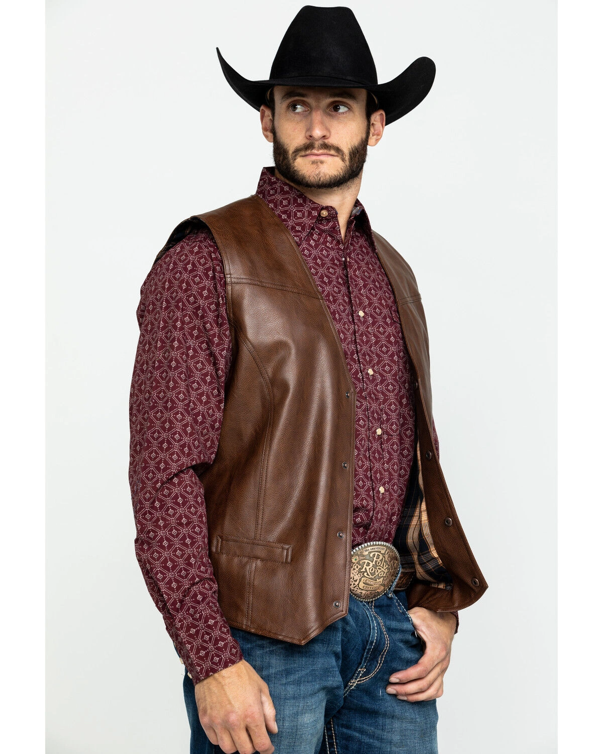 Men's Maverick Classic Brown Real Leather Vest - Image 6