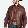 Mens Maverick Classic Brown Real Leather Vest