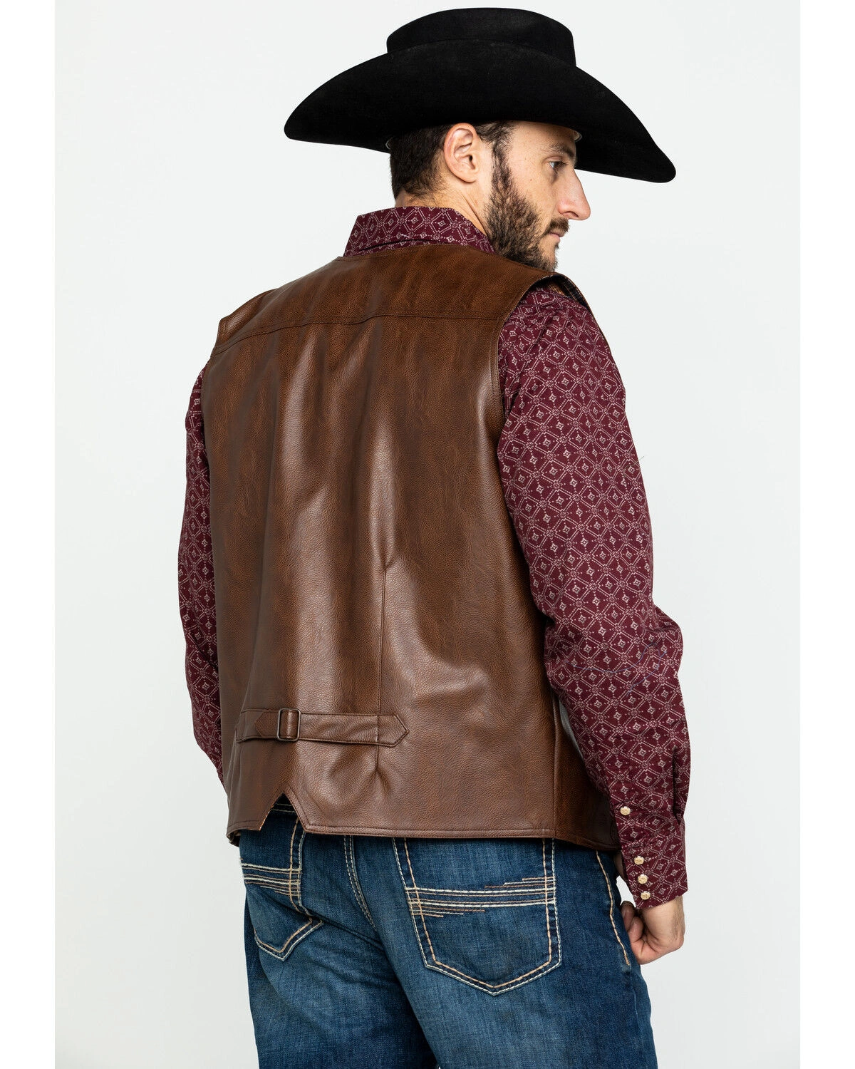 Men's Maverick Classic Brown Real Leather Vest - Image 2