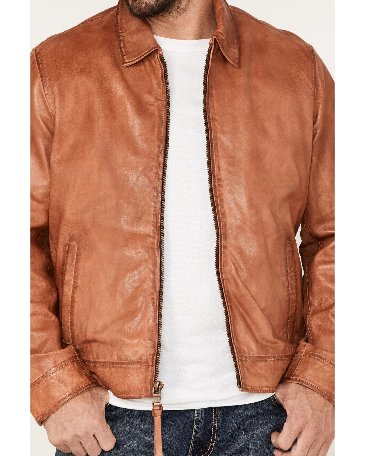 Mens Nomad Tan Full Grain Leather Jacket