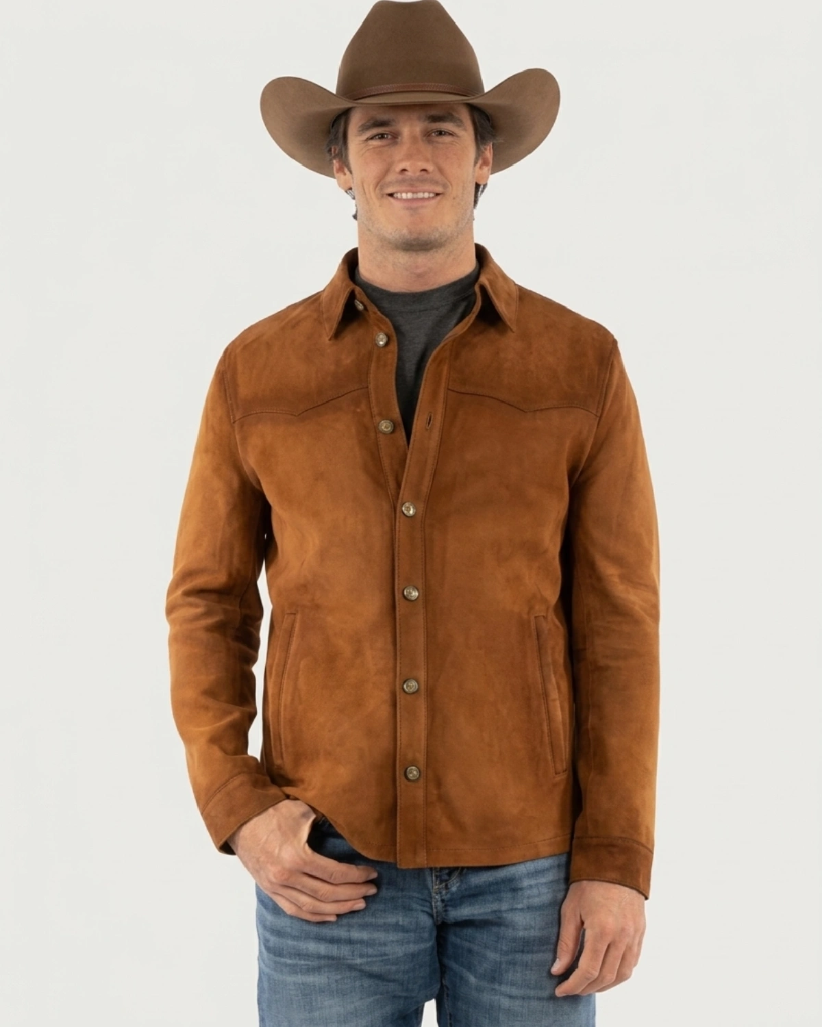 Mens Rawhide Suede Leather Shirt Jacket