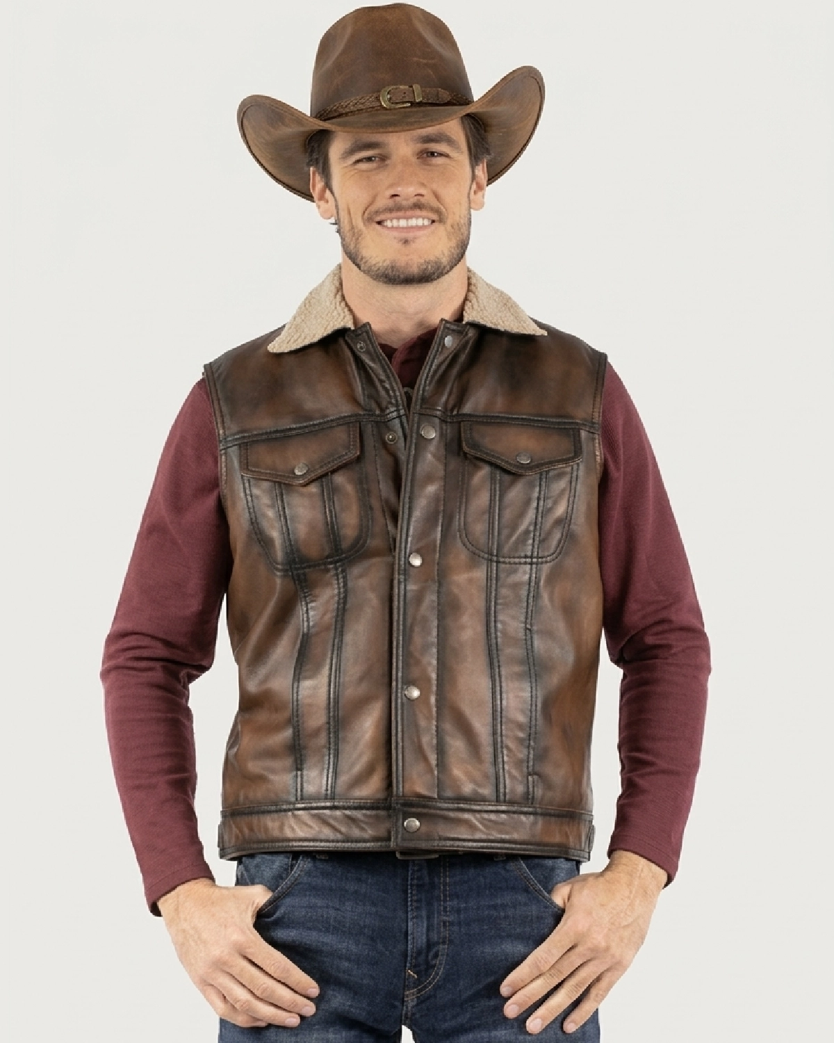 Mens Roughneck Brown Leather Vest