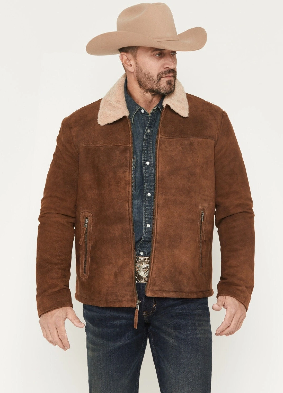 Mens Roughneck Western Suede Leather Jacket