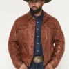 Mens Rugged Heritage Button-Down Leather Jacket