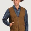 Mens Rugged Walnut Brown Suede Western Vest