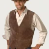 Mens Rustic Espresso Brown Suede Western Vest