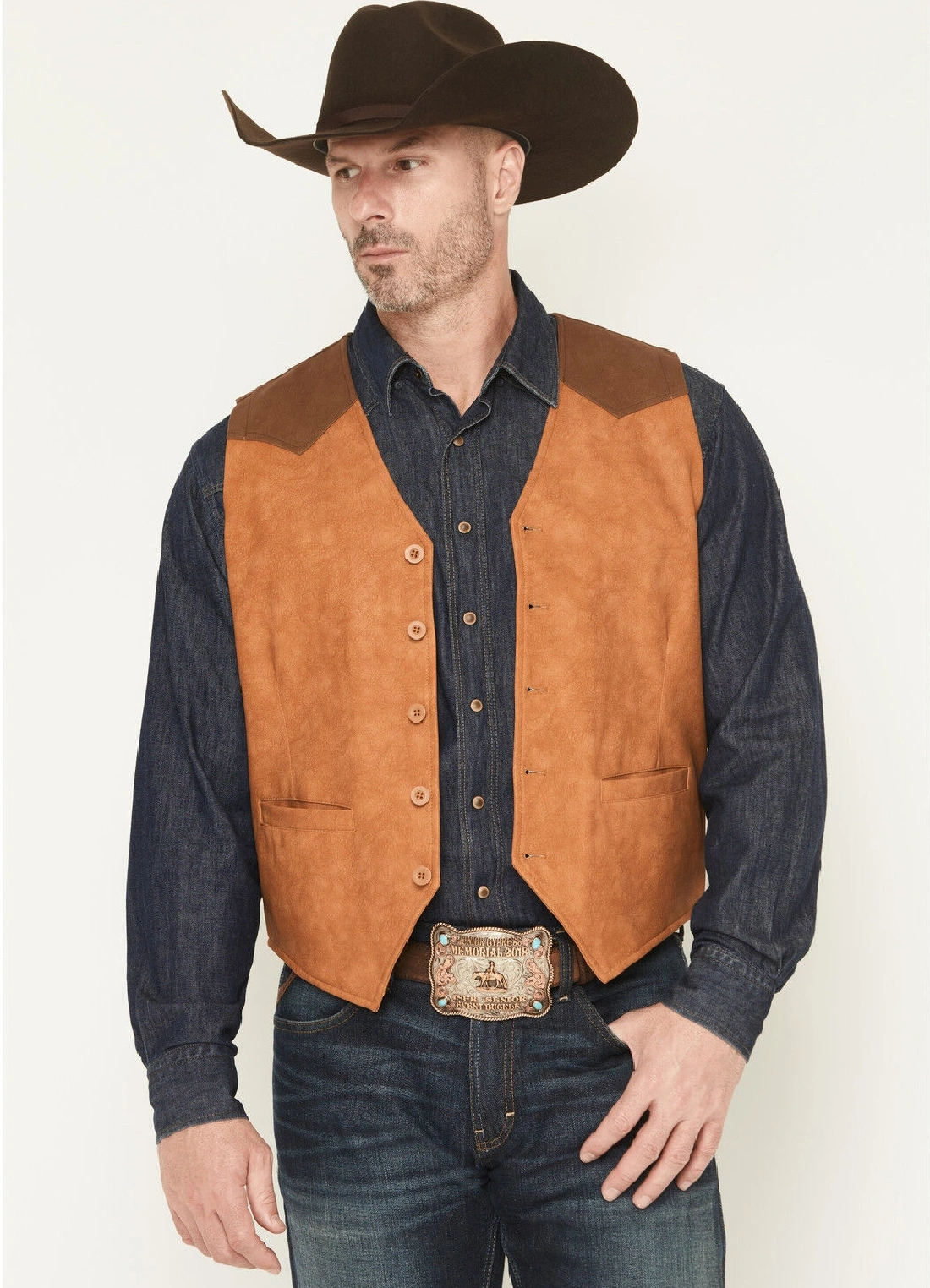 Mens Sagebrush Dual Tone Western Vest