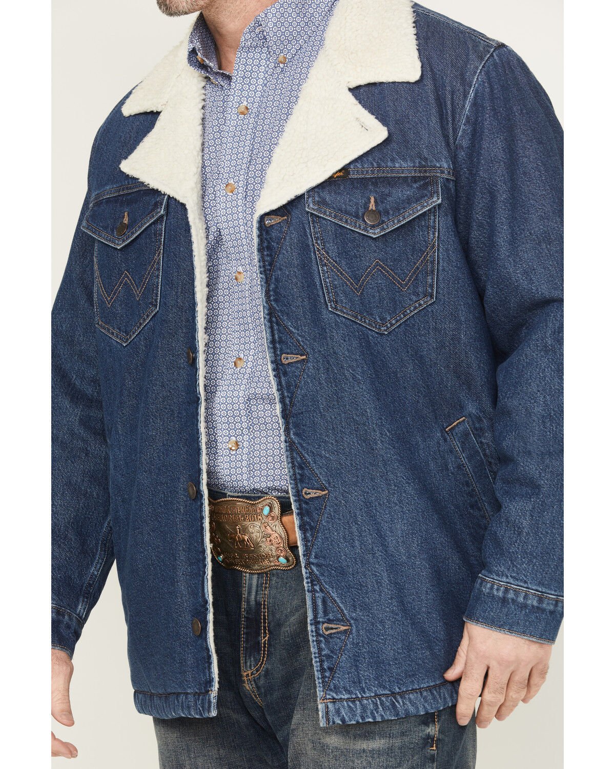 Mens Sherpa-Lined Denim Rancher Jacket