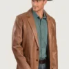 Mens Soft Waxed Lamb Leather Western Blazer