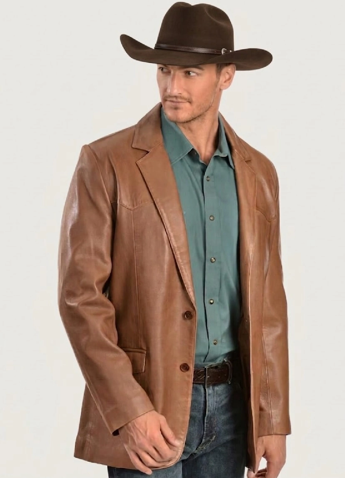 Mens Soft Waxed Lamb Leather Western Blazer